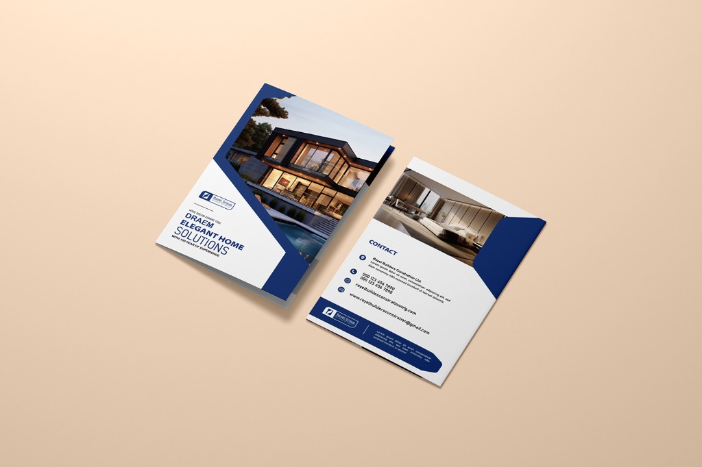 Royal Builders Bi-Fold Brochure Layout Mockup